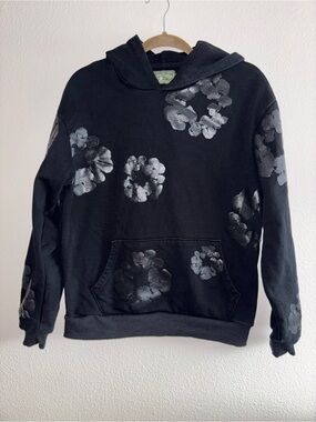 Black denim tear hoodie size small